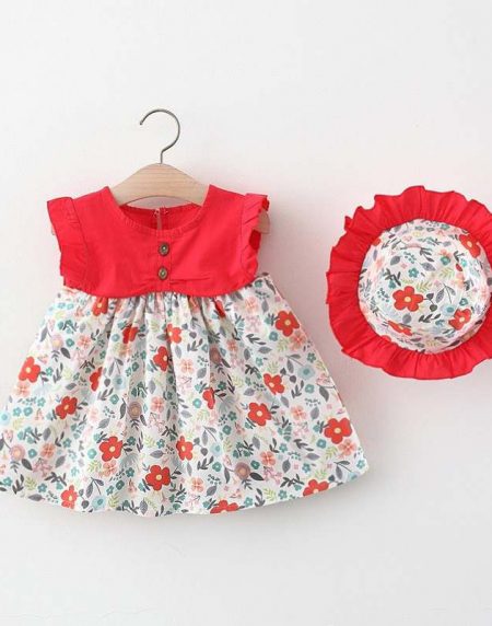 red floral frock